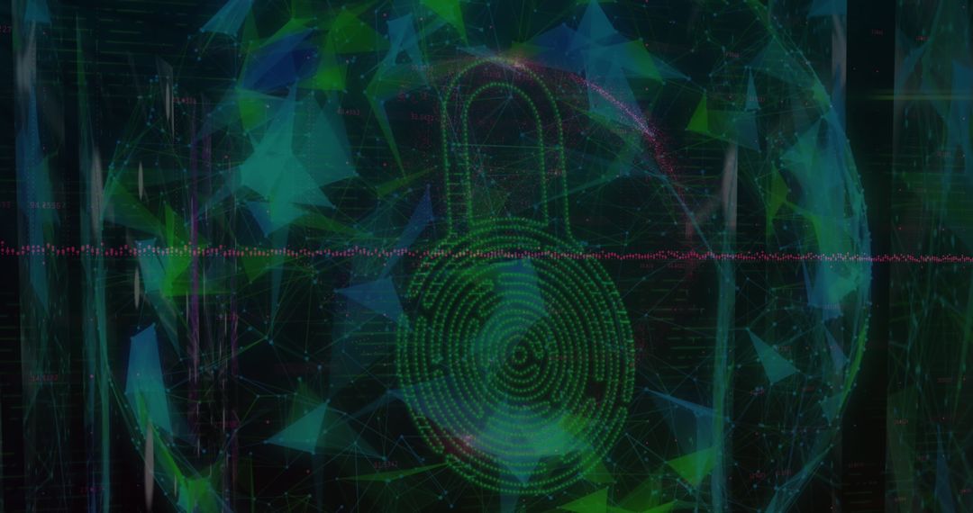 Digital Cybersecurity Abstract with Globe and Fingerprint Lock