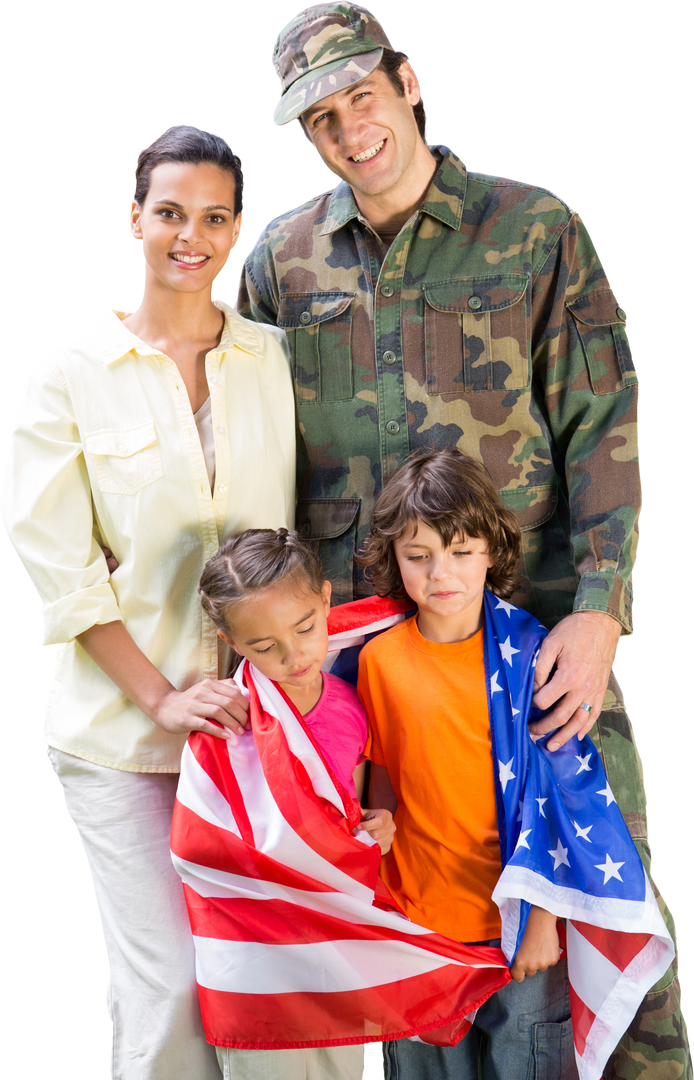 Happy Caucasian Male Soldier with Family on Transparent Background - Download Free Stock Images Pikwizard.com