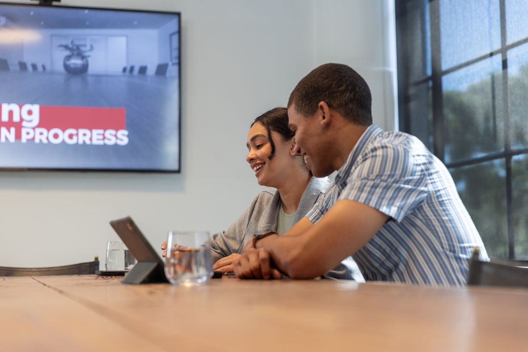 Diverse Co-workers Collaborating at Modern Office Meeting
