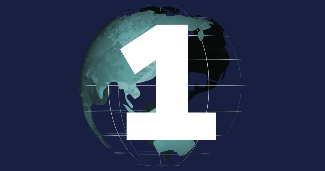 Turquoise Globe with Bold Numeric One Overlay