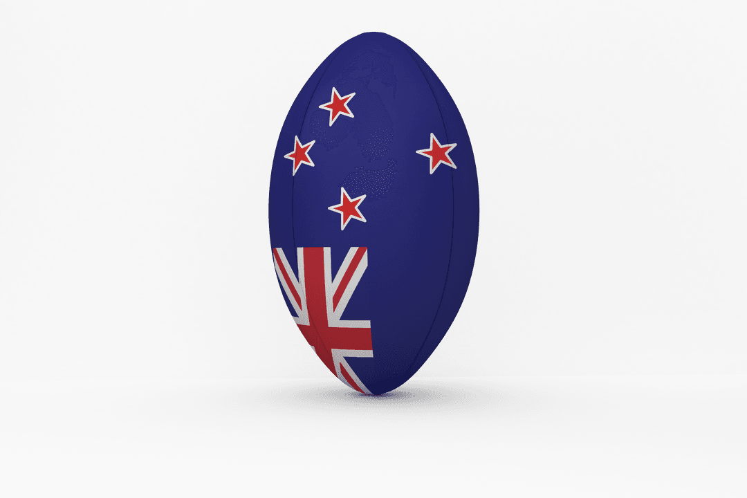 Transparent Rugby Ball With New Zealand Flag Design