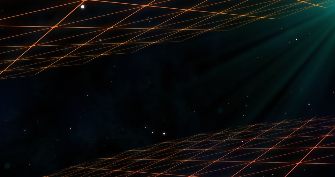 Abstract Futuristic Grid with Glowing Lines and Starry Background