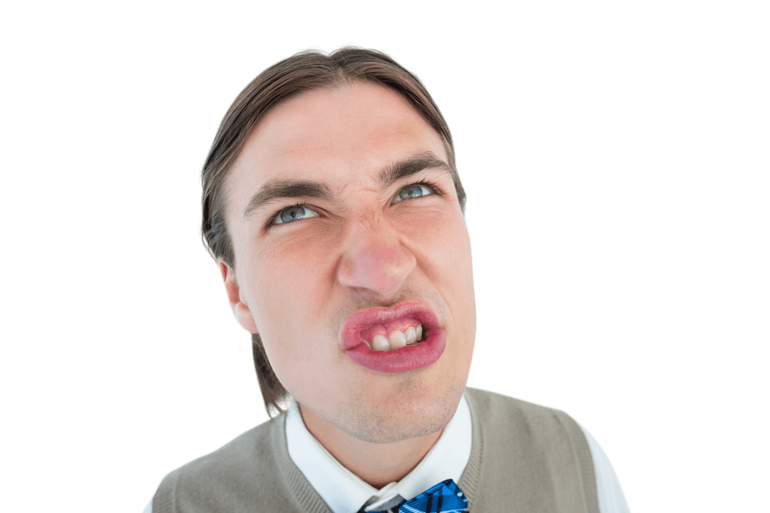 Transparent Background of Geeky Hipster Grimacing Expression