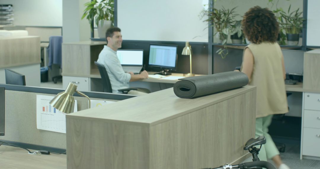 Professional Interaction in Modern Workspace Enhances Team Collaboration