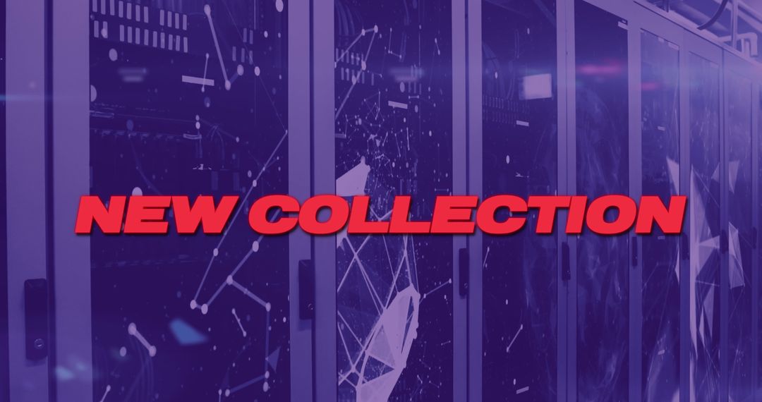 Futuristic Network Connections in Server Room with Text Overlay