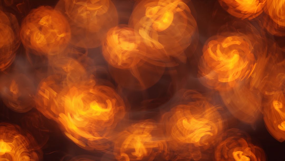 Abstract Amber and Gold Swirling Bokeh Lights