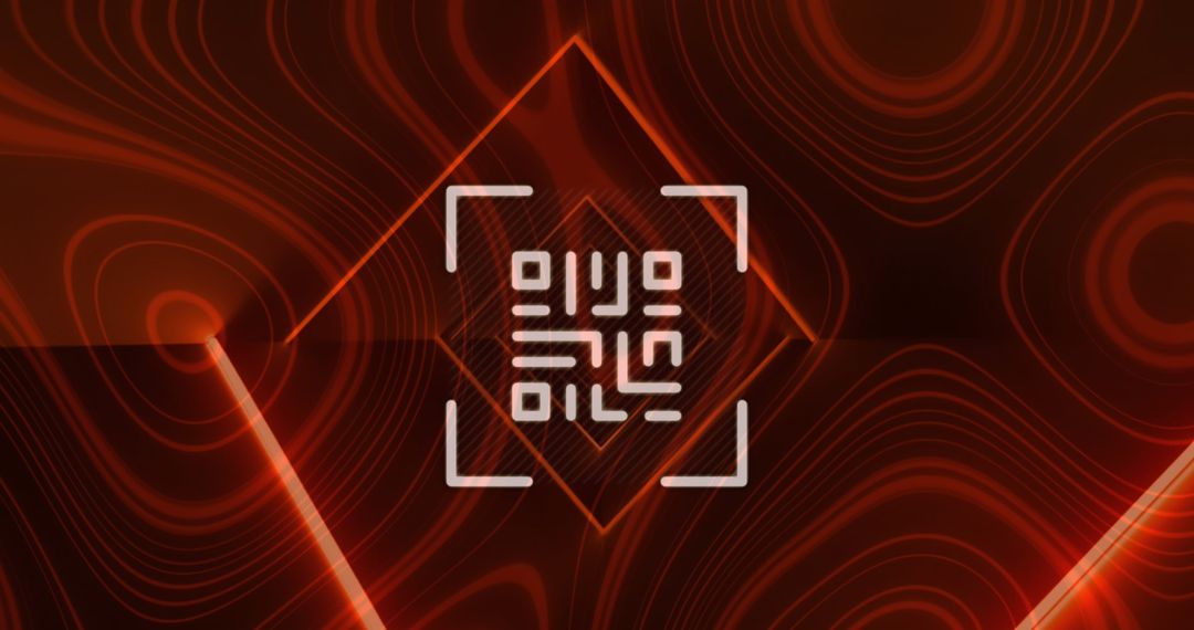 Digital QR Code on Abstract Orange Patterns