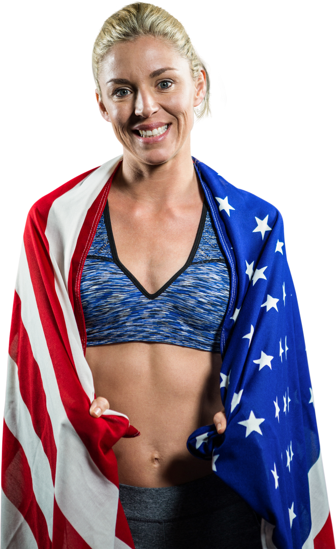 Athlete Posing with American Flag on Transparent Background - Download Free Stock Images Pikwizard.com