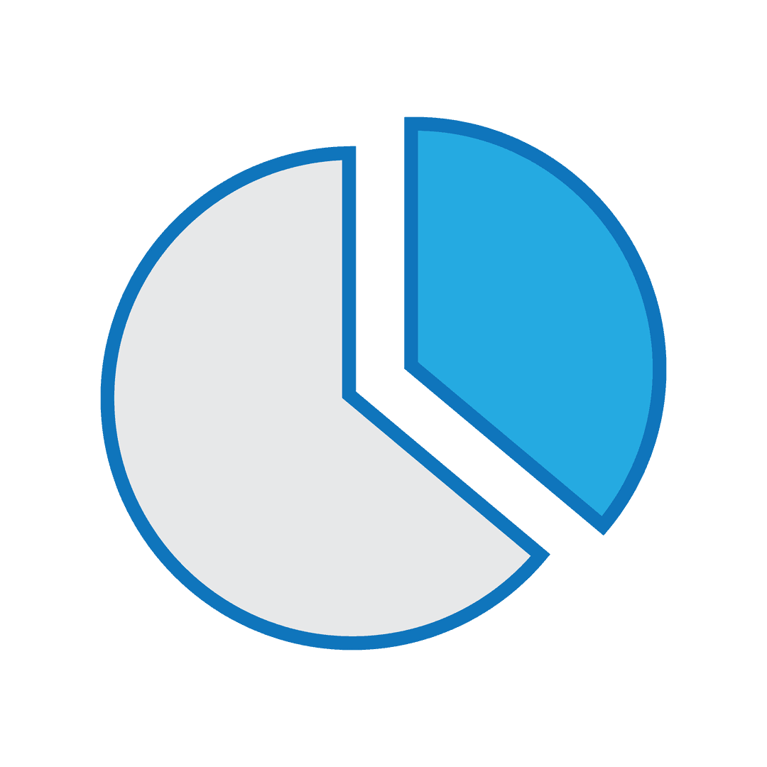 Blue Pie Chart Diagram on Transparent Background for Business Use