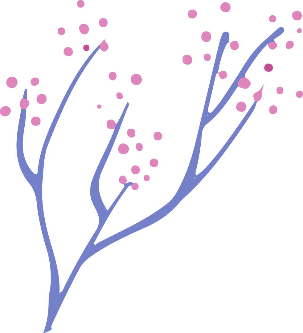 Transparent Tree Branch with Pastel Flowers