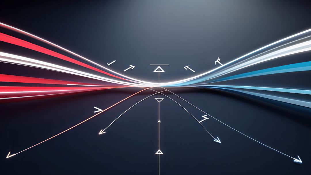 Converging Light Trails in Futuristic Data Corridor