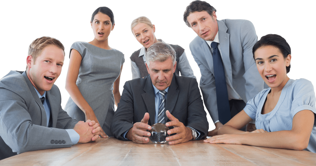Transparent Diverse Business Team Gathered Around Table Engaged and Intrigued