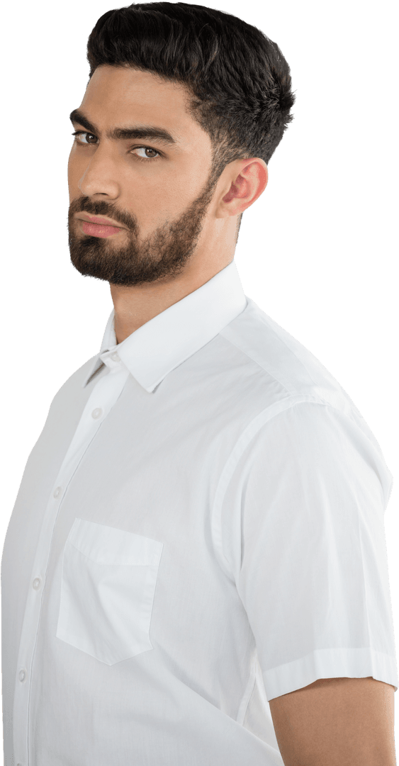 Transparent Background Portrait of Handsome Man Wearing Formal Shirt