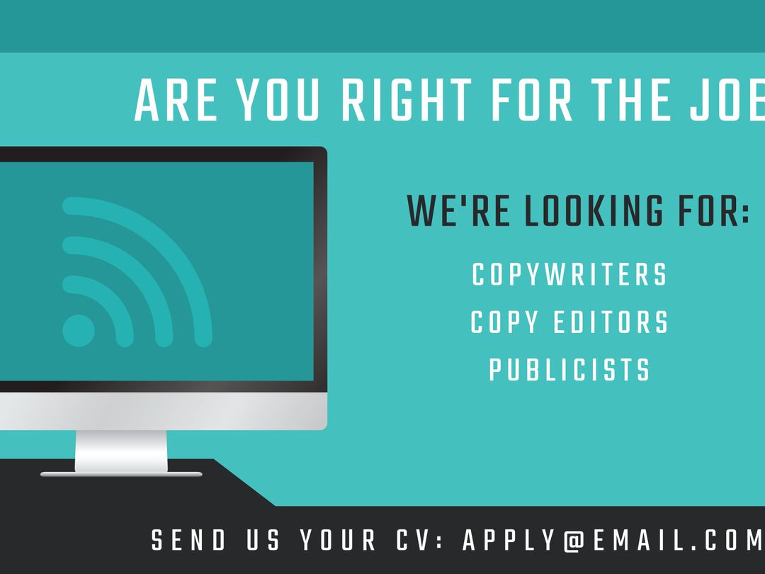 Digital Recruitment Flyer for Copywriters and Editors Opportunities - Download Free Stock Templates Pikwizard.com