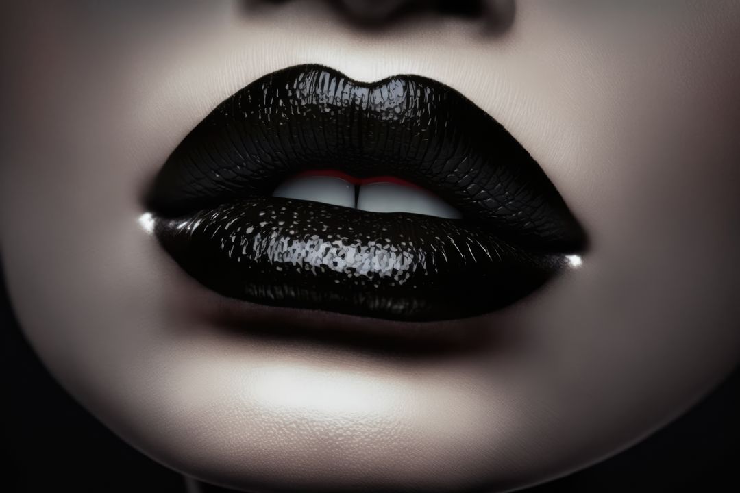 Close up of female lips with satin black lipstick, created using generative ai technology - Free Images, Stock Photos and Pictures on Pikwizard.com