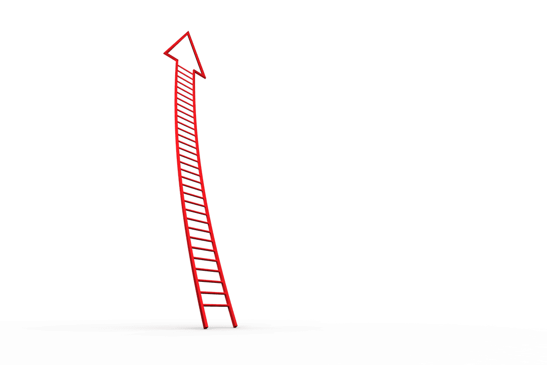 Red Arrow with Ladder Symbol on Transparent Background