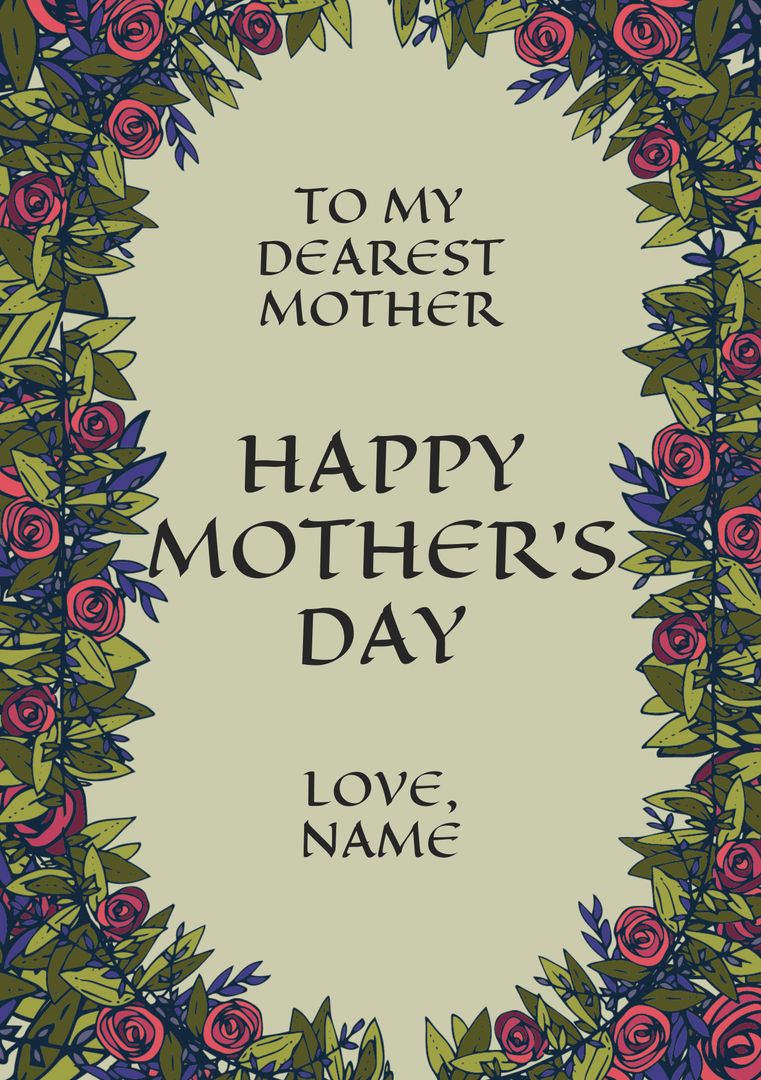Floral Mother's Day Card Template with Customizable Message