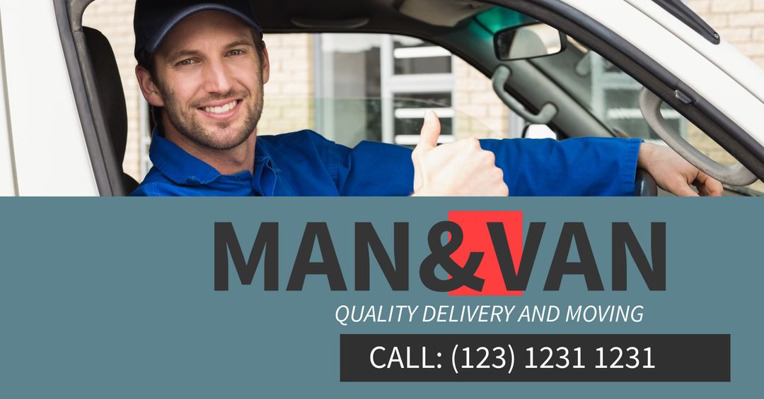 Smiling Delivery Man Promoting Trustworthy Moving Service