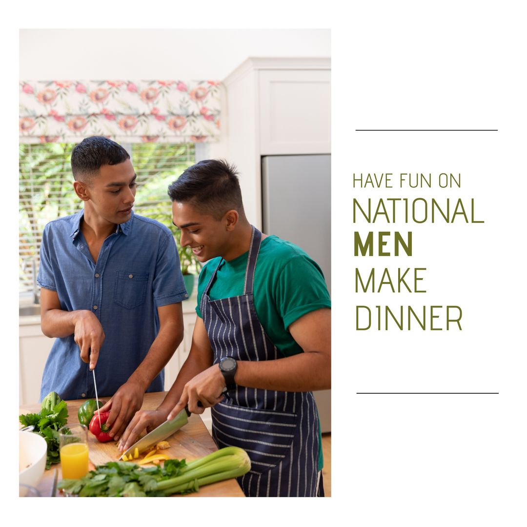 Young Men Enjoying Cooking Together in Home Kitchen