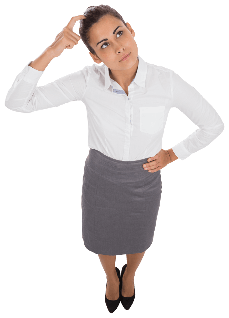 Transparent Businesswoman Scratching Head in Thought