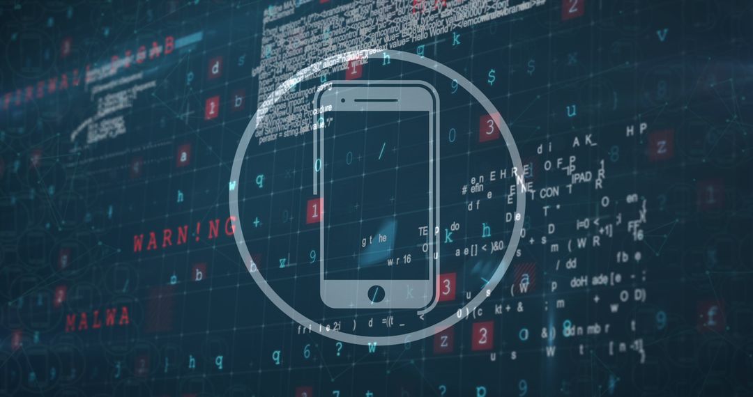 Digital Security Concept with Smartphone Icon and Data Code