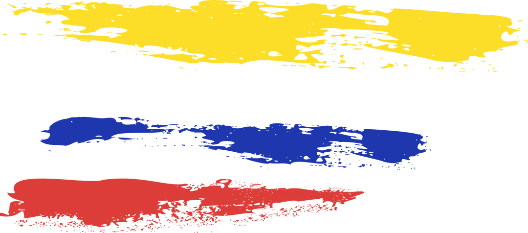 Vibrant Red Blue Yellow Brush Strokes on Transparent Background