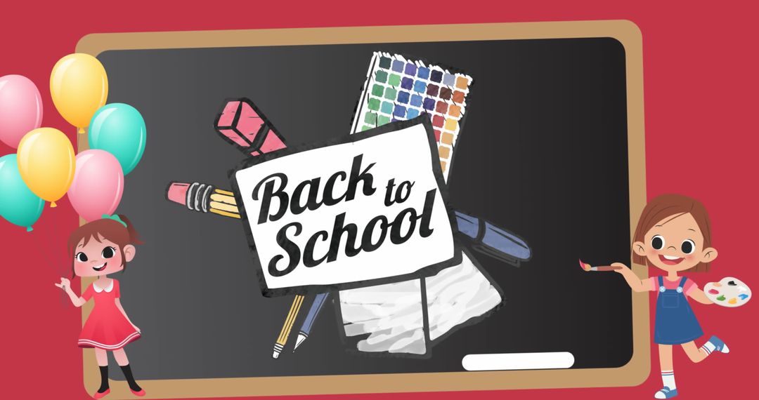 Back to School Chalkboard Art with Happy Children