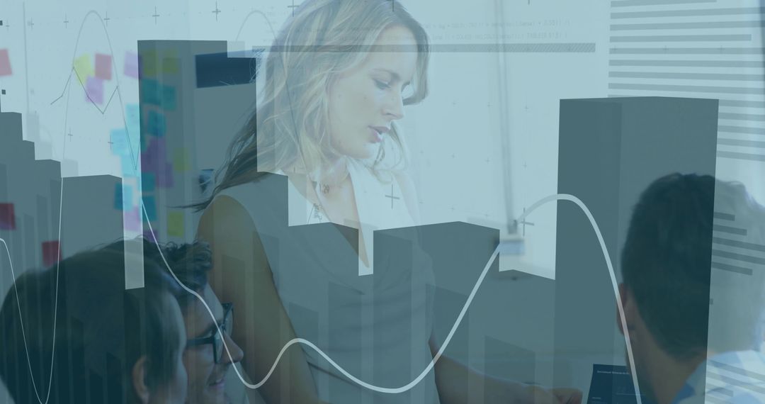 Businesswoman Leading Data-Driven Presentation in Modern Office