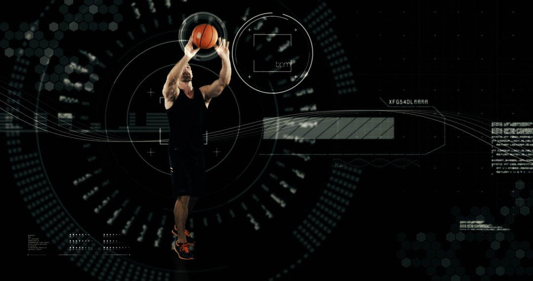 Athlete Practicing Basketball in Futuristic Virtual Reality Interface - Free Images, Stock Photos and Pictures on Pikwizard.com