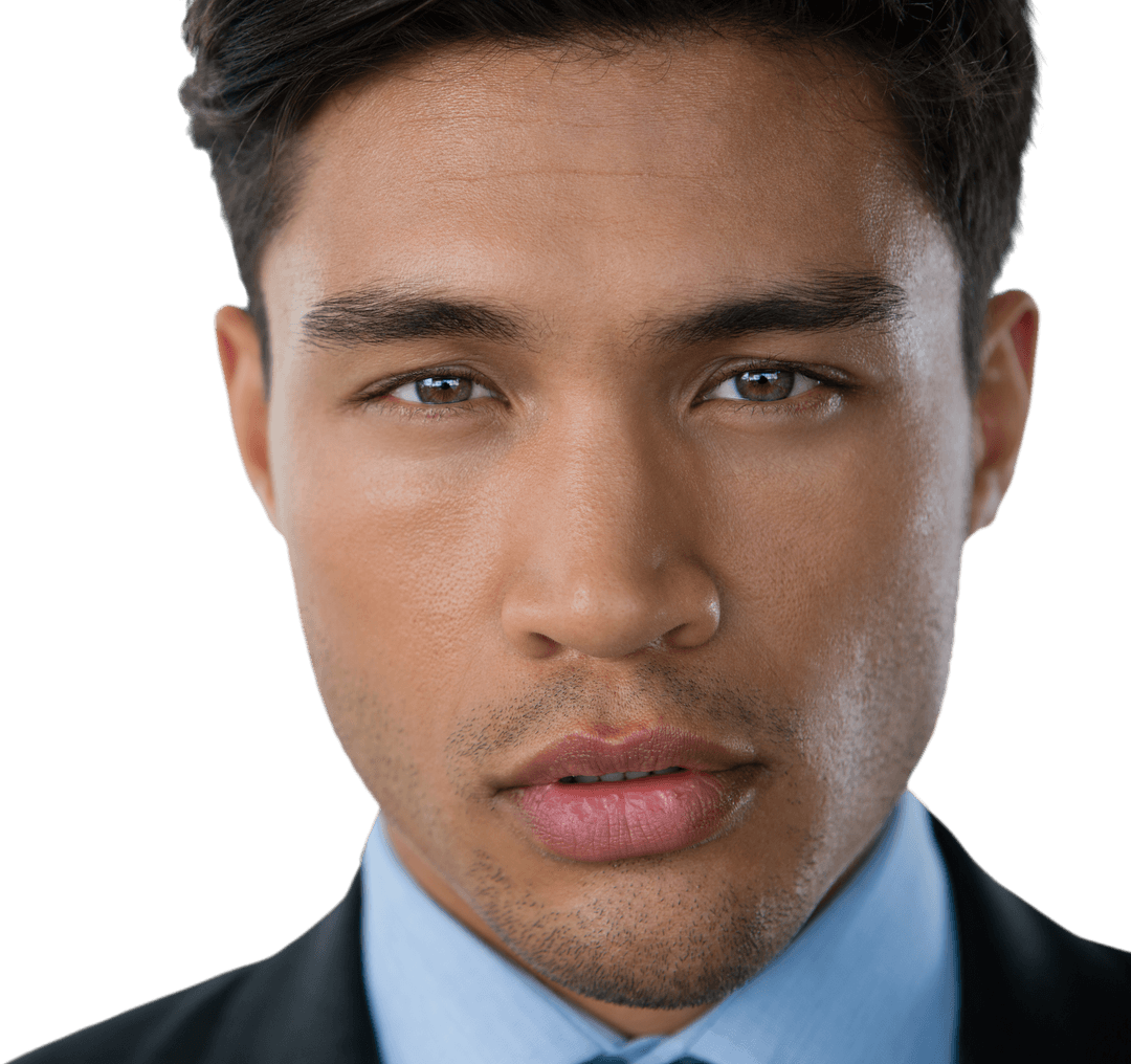 Biracial Businessman with Authoritative Look on Transparent Background