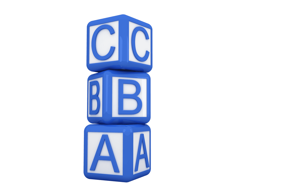 Stacked Blue White Transparent Alphabet Blocks