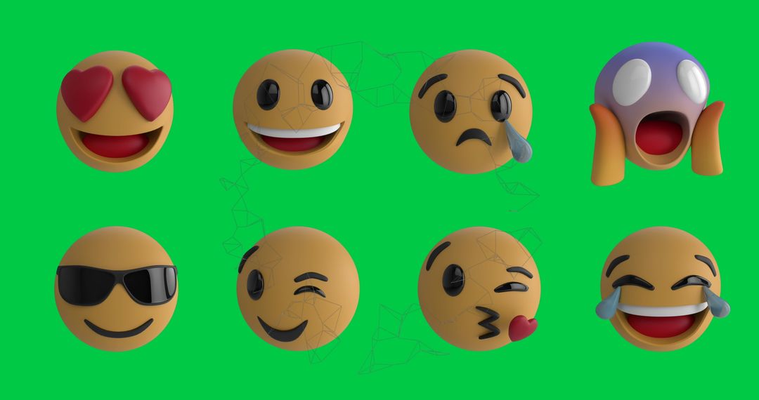 Colorful Emoticon Figures Expressing Various Emotions