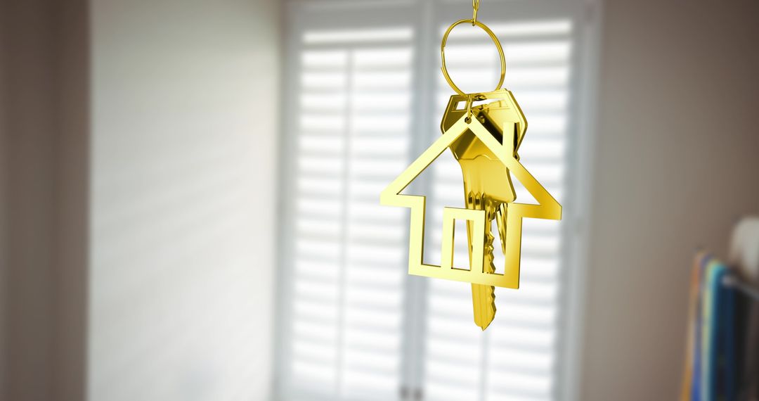 Golden Key with House Shape Represents New Home Ownership - Free Images, Stock Photos and Pictures on Pikwizard.com