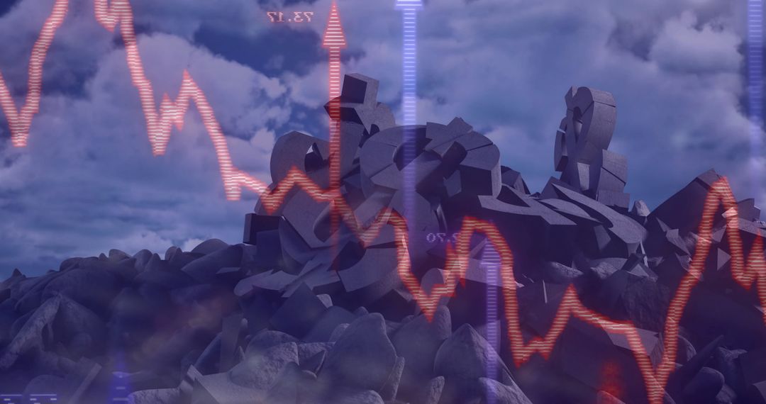 3D Currency Symbols with Financial Graph Overlay