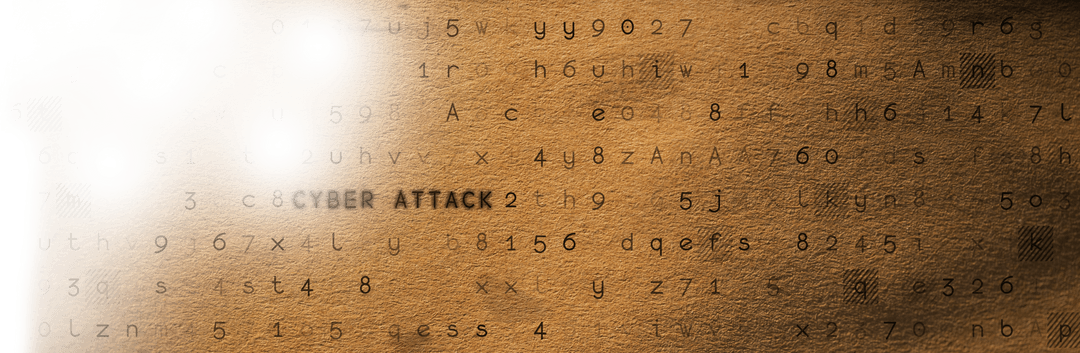 Cyber attack text over random code sequence, transparent background
