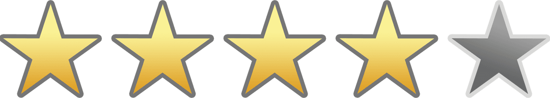 Transparent Four Star Rating on Neutral Background