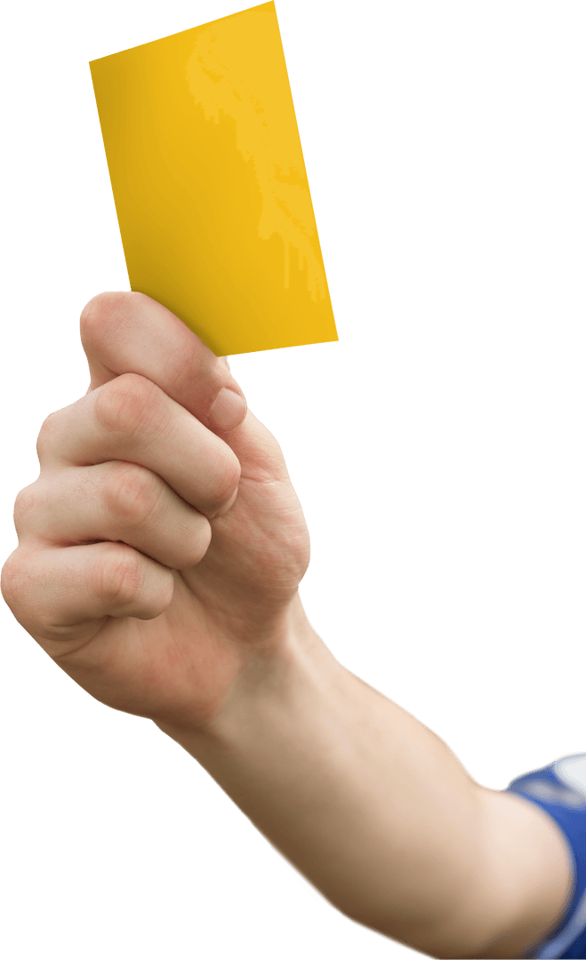 Transparent Yellow Card in Referee Hand Close-Up for Sports Concepts