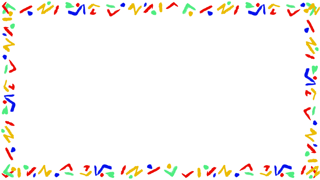 Colorful Squiggles Abstract Border on Transparent Background