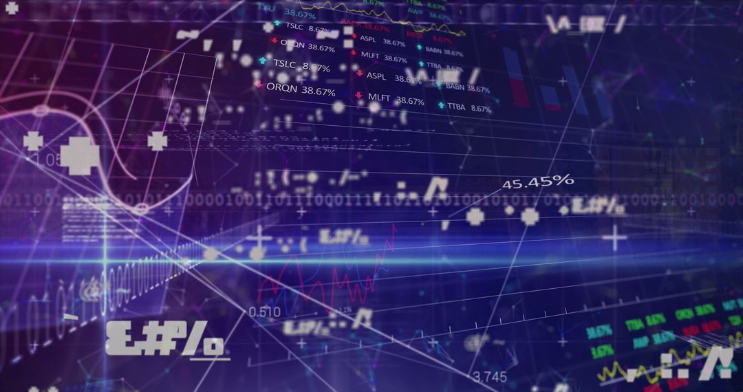 Digital Interface with Financial Data and Charts Overlay
