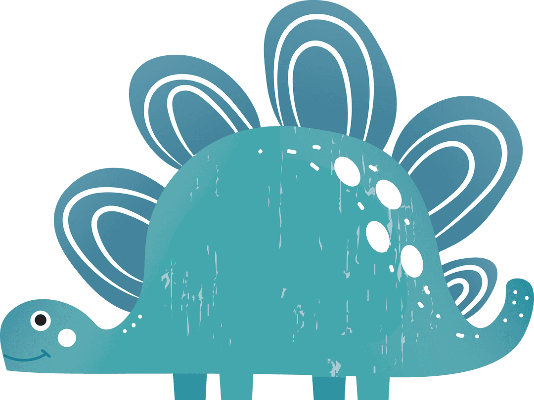 Smiley Turquoise Dinosaur Transparent Background Illustration