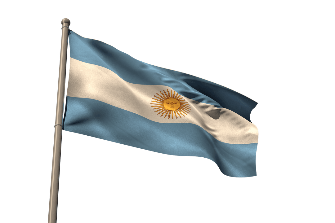 Argentinian National Flag Waving Animation on Transparent Background