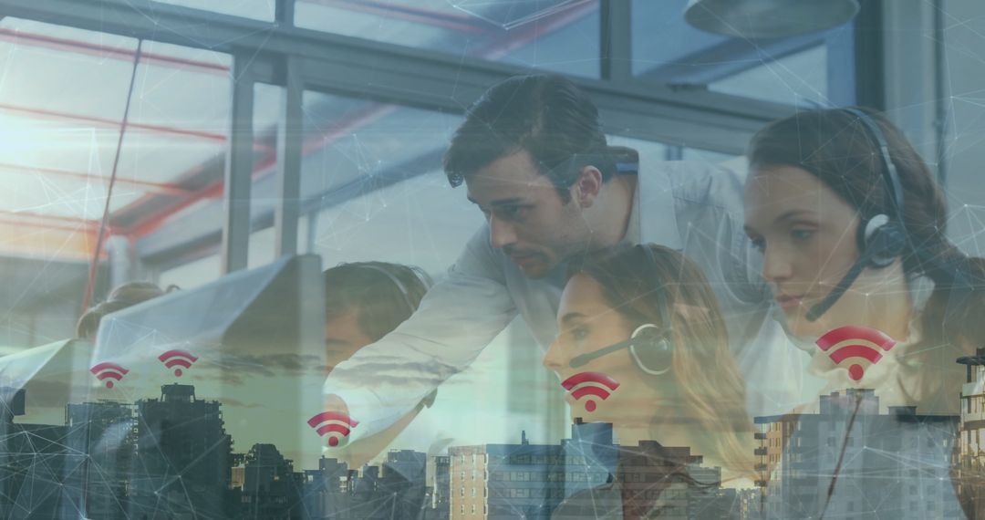 Supervisor Guiding Headset-Wearing Agents in High-Tech Office