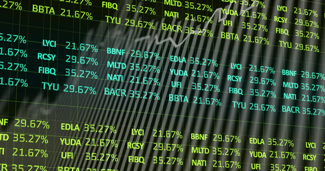 Digital Financial Data Display with Glowing Green Text