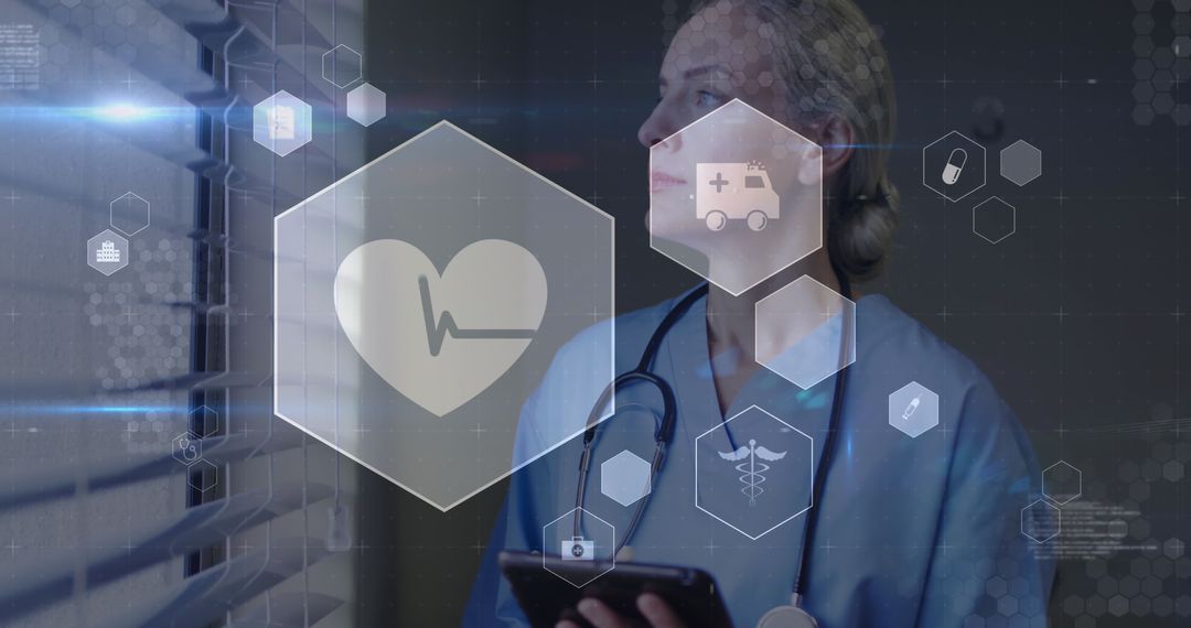 Nurse Utilizing Tablet with Healthcare Technology Interfaces