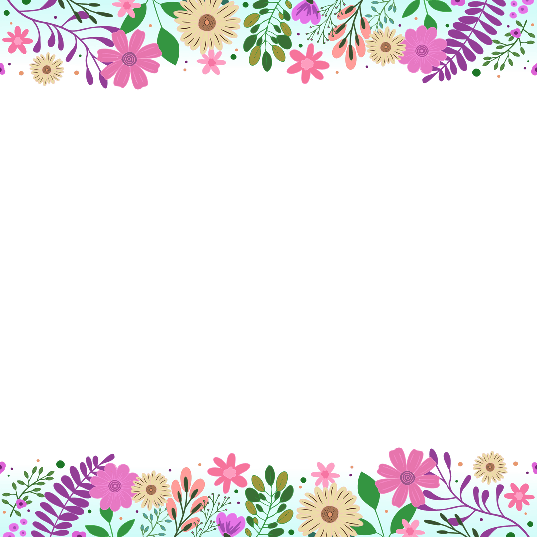 Transparent Floral Frame with Vibrant Daisy and Lavender Flowers