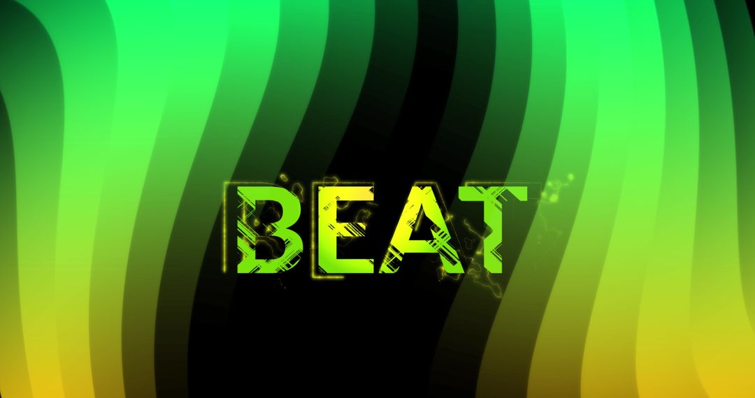 Dynamic Beat Typography Over Neon Green Wavy Background