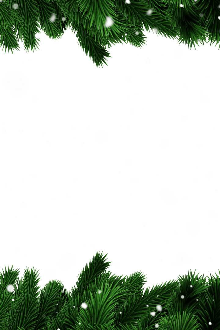 Festive Transparent Frame with Snowy Pine Branches