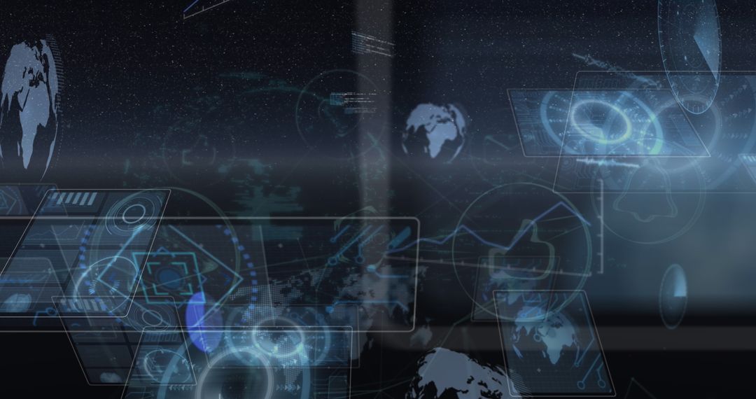 Futuristic Holographic World Map in Digital Interface Display