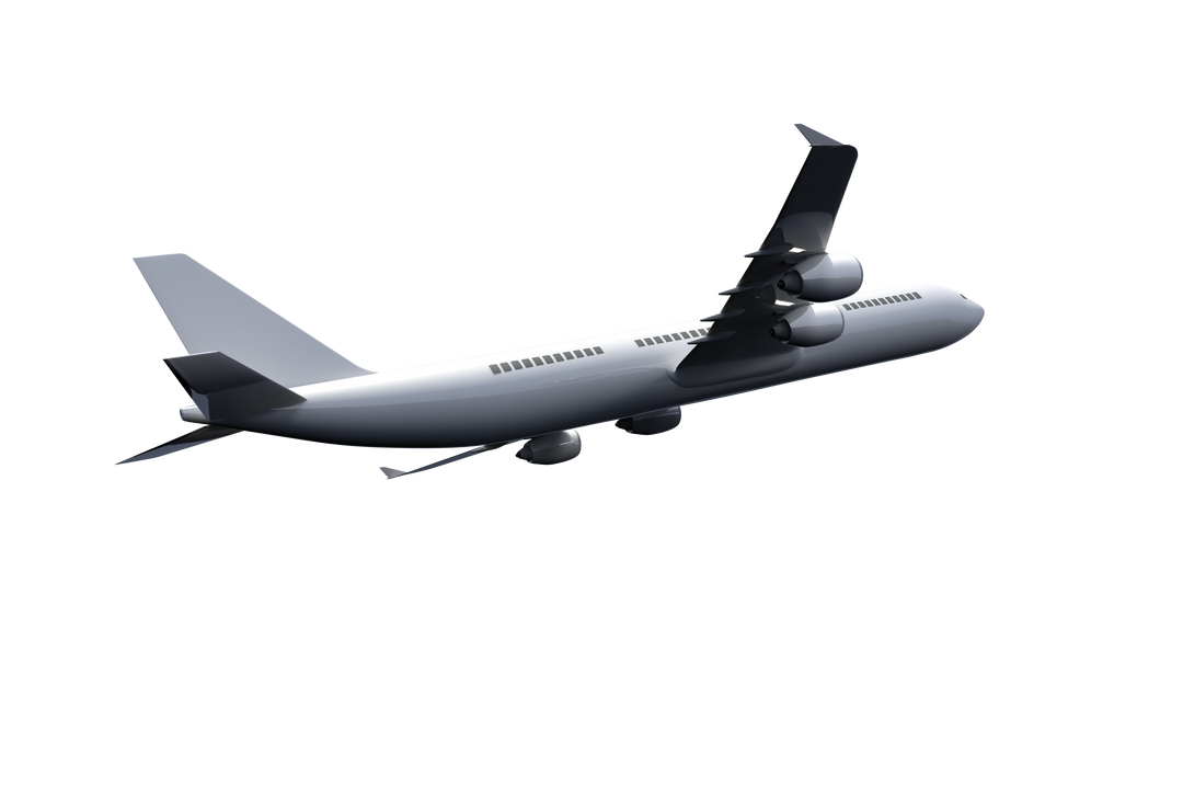 Large white airplane flying on transparent background, isolated digital illustration - Download Free Stock Images Pikwizard.com