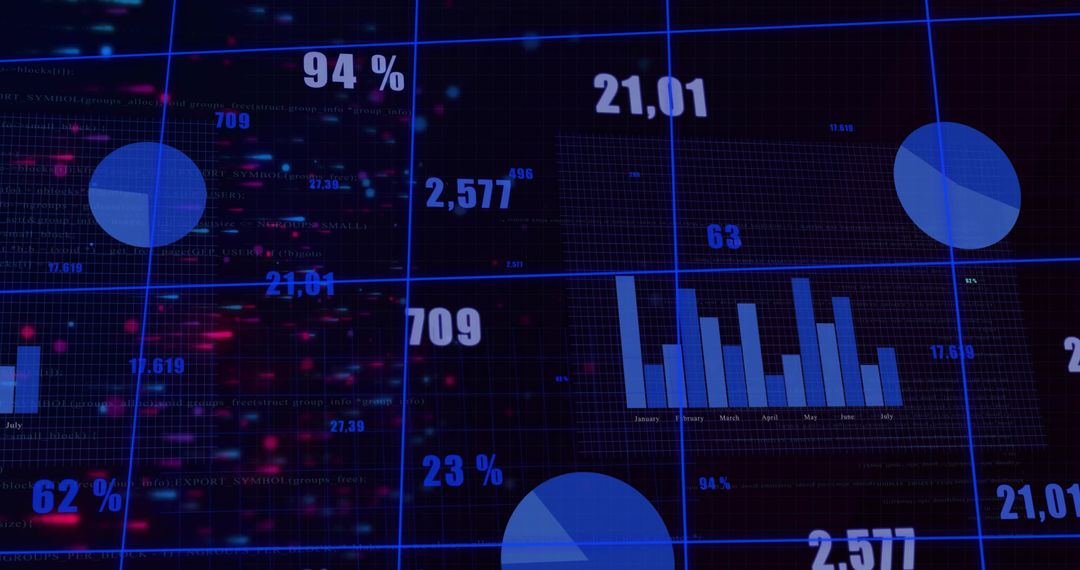 Futuristic Digital Analytics Dashboard Display with Data Visualization